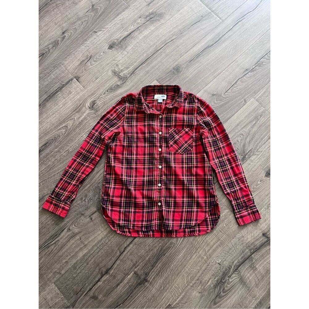 Old Navy Women’s Classic Plaid Shirt, Red Size Small